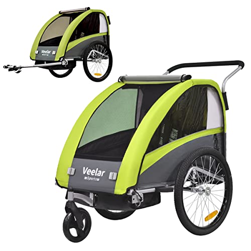 Tiggo VS 2 in 1 Kinderanhänger Fahrradanhänger Anhänger mit Buggy Set + Federung 60302 (GRÜN)