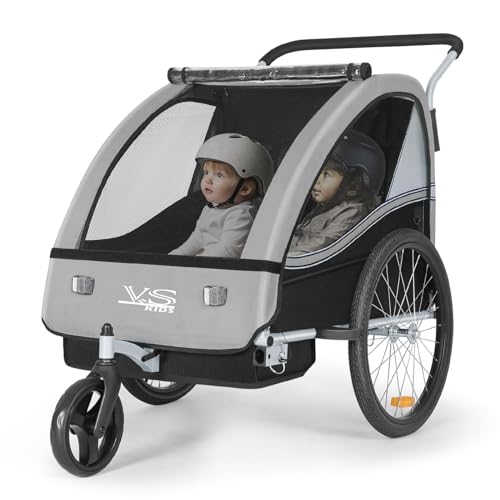 Tiggo VS 2 in 1 Kinderanhänger Fahrradanhänger Anhänger mit Buggy Set Jogger 50202 (Grau)