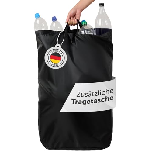 Blumtal Pflandflaschen Sammelbehälter 100L - Pfandflaschen Tasche für Bambus Pfandflaschen Organizer - Pfandflaschen Behälter - Leergut Sammelbehälter mit Loch- Pfandflaschen Sammelbehälter Schwarz