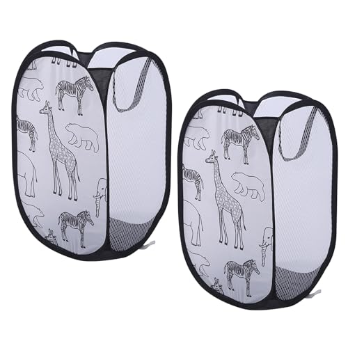 Hwtcjx Faltbarer Wäschekorb 2 Stück, Pop-up Wäschekorb Klappbar mit Mesh 30x30x48cm, Laundry Baskets mit Griffen Faltbarer Stoffkorb Pfandflaschen Sammelbehälter (Schwarz)