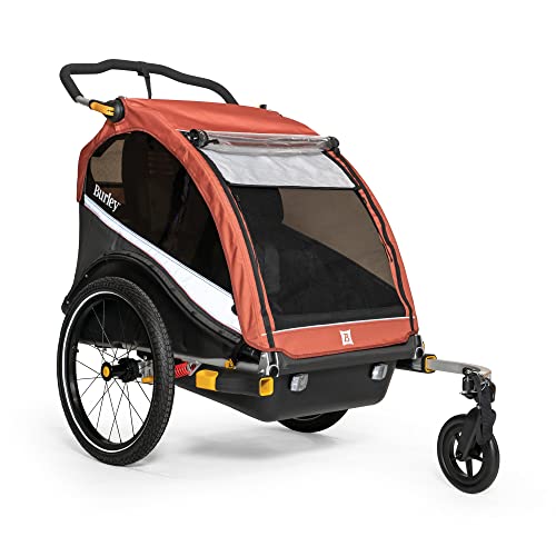 Burley Cub X Kinder-Fahrradanhänger & Kinderwagen, Sandsteinrot/Anthrazitgrau/Weiß, Doppel